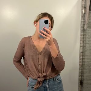 Babaton Tie Front Thermal Longsleeve - XS